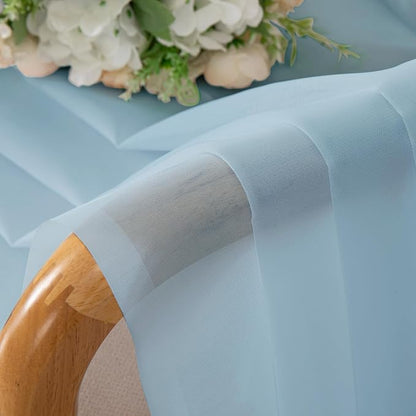Chyhomenyc Light Blue Sheer Curtains 63 Inch Length 2 Panels, Light Filtering - Image 2