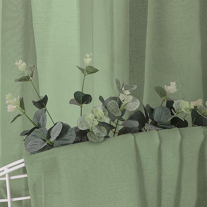 Tollpiz Short Sheer Curtains Linen Textured Living Room Curtain Sheers Light - Image 6