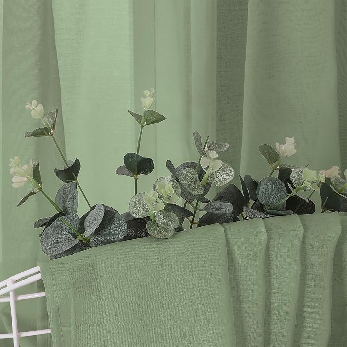 Tollpiz Sheer Curtains Linen Textured Bedroom Curtain Sheers Light Filtering - Image 6
