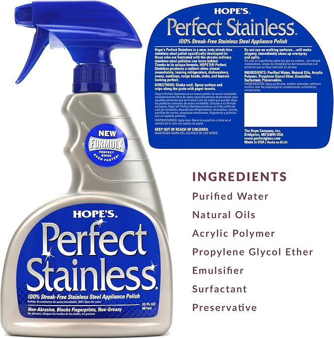 HOPE'S Perfect Stainless Steel Cleaner Streak-Free Self-Polishing Formula - Image 2