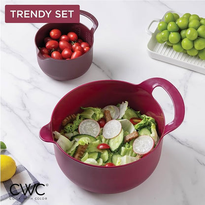 COOK WITH COLOR Nesting Plastic Mixing Bowl Set with Pour Spouts and Handles - Image 5