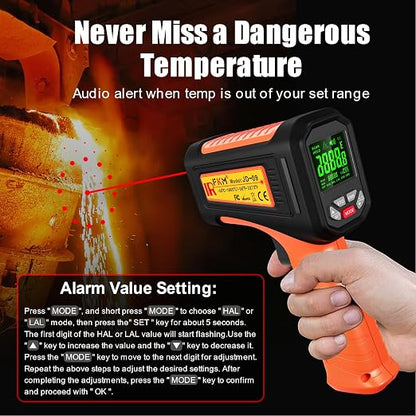 50:1-58°F ~3272°F FKM Infrared Thermometer High Temperature Gun, Non Contact - Image 5
