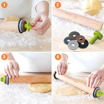 Rolling Pin with Adjustable Thickness Ring, Dough Thickness - Image 4