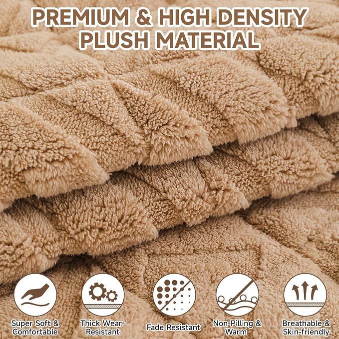 OTOB Pet Couch Covers for 3 Cushion Couch Sofa, Washable & Non Slip Fuzzy Plush - Image 3