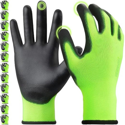 Kebada W1 Work Gloves for Men and Women, PU Coated Safety Gloves by KEBADA