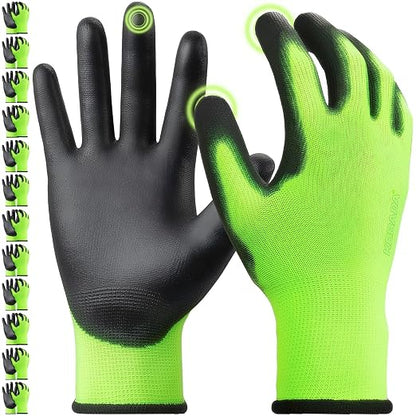 Kebada W1 Work Gloves for Men and Women, PU Coated Safety Gloves by KEBADA