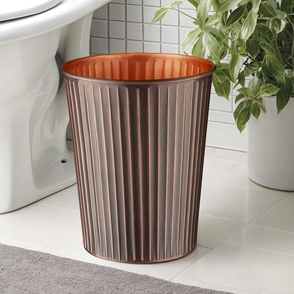 Monarch Abode Antique Copper Handcrafted Ridge Embossed Metal Wastebasket - Image 2