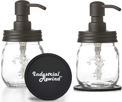 Black 12oz Mason Jar Soap and/or Lotion Dispensers by Industrial+Rewind