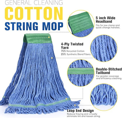 Matthew Cleaning Commercial Mop Head Replacement, 5 Inch Wide Headband - Image 3