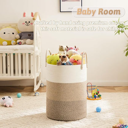 Laundry Basket, Woven Cotton Rope Laundry Hamper, 100L - Image 3