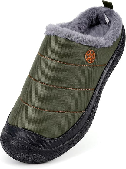 Womens Mens House Slippers Slip on Snow Winter Warm Fully Fur Lined Slippers - Image 2
