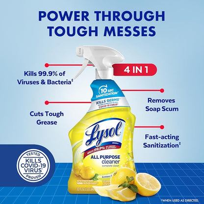Lysol All Purpose Cleaner Spray, Kitchen & Bathroom Cleaner, Lemon Breeze - Image 2