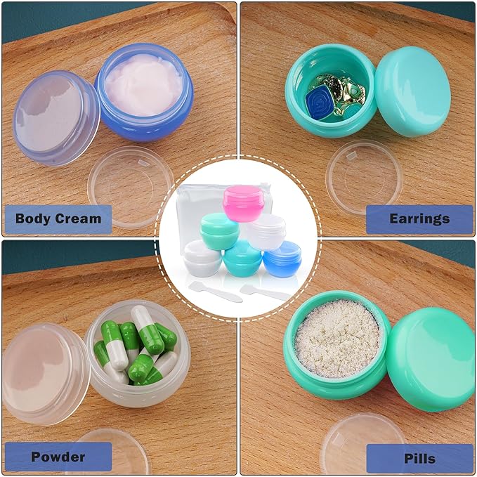 Cosywell Travel Containers - 6PCS Refillable Leak-proof Cream Jars for Toiletries, Lotion, Cosmetic, Body Cream