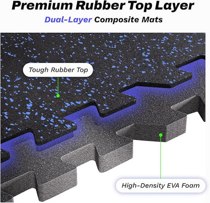 AIRHOP 0.56in Thick 24 Sq Ft Exercise Equipment Mats, 6 Tiles Upgraded Rubber - Image 2