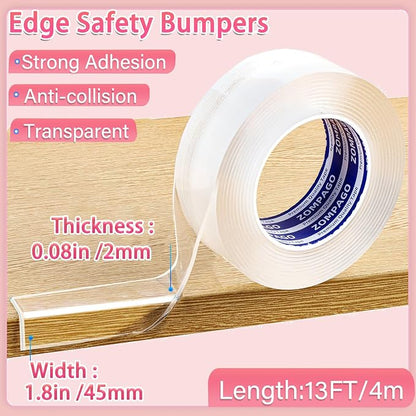 Clear Soft Corner Protectors for Furniture Strip, 1.8in x13FT, Sharp Edge & - Image 2