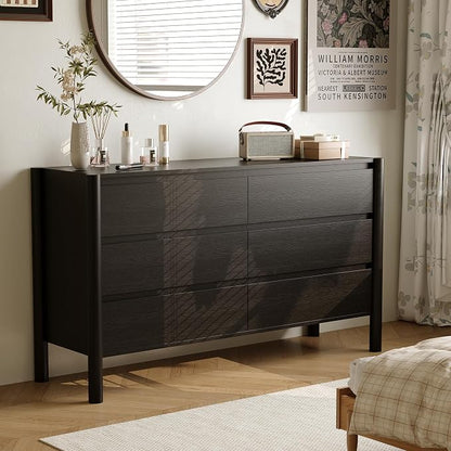Dresser for Bedroom with 6 Drawers, Wooden TV Stand, Closet Clothes Organizer - Image 3