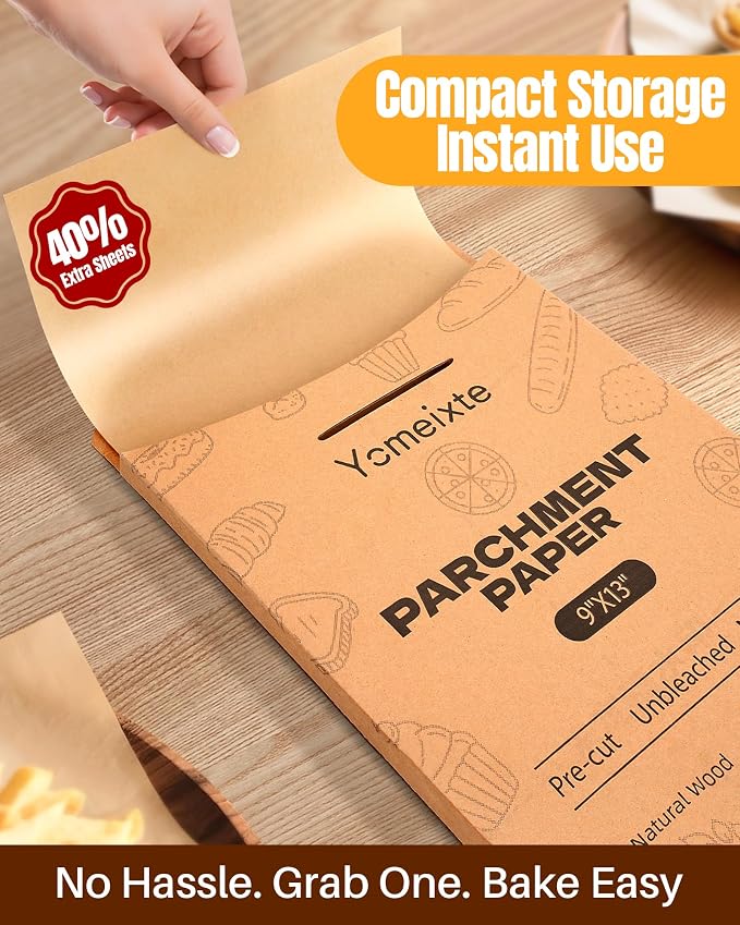 360 Parchment Paper Sheets 12x16 Inch | Natural Brown Precut Unbleached Baking - Image 2