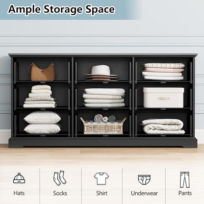 9 Drawer Dresser for Bedroom, Rustic Farmhouse Dresser - Image 4