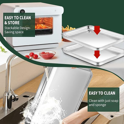Jelly Roll Pan with Cooling Rack Set, CEKEE Stainless Steel Baking Sheet Tray - Image 6