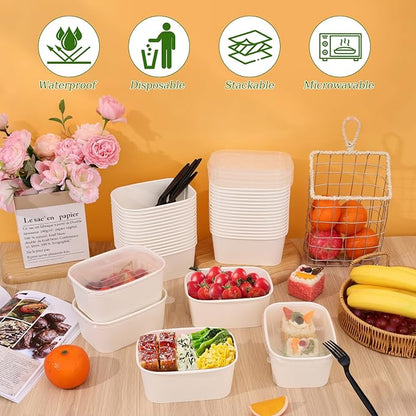DI QIU REN 50-Pack 35oz Disposable Meal Prep Containers - Image 4