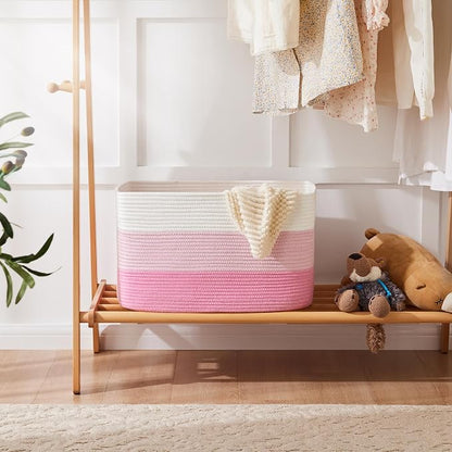 Blanket Basket, Rectangle Woven Baskets - Image 4