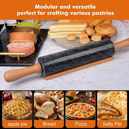 18.5 inches Marble Rolling Pin, Large Non-Stick Dough Roller, - Image 5
