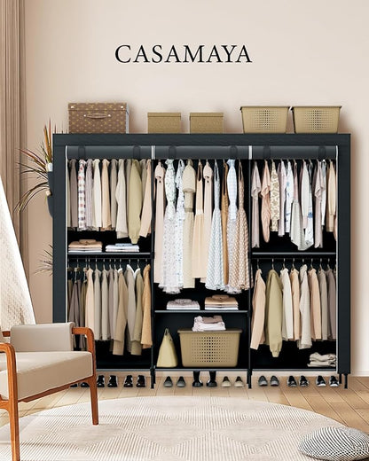 Clothes Rack, Portable Closet, 81.5 Inch Large Capacity Wardrobe Closet - Image 3