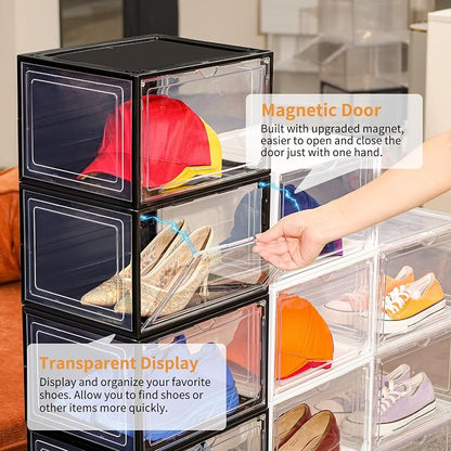12 Pack White Shoe Boxes Stackable, Large Shoe Storage Organizer - Image 7