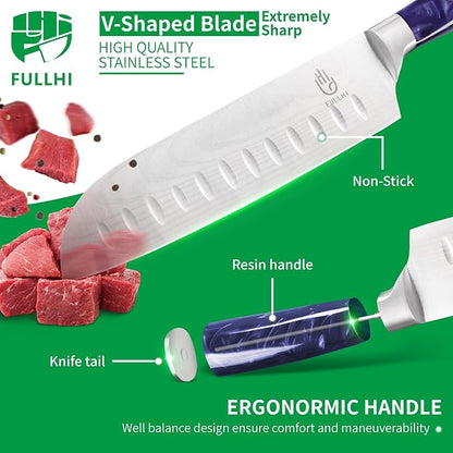 FULLHI Knife Set with Magnetic Knife Block Holder, German Stainless Steel chef - Image 3