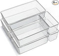 6 Pack Large Clear Plastic Drawer Organizer Trays – Non-Slip Storage Bins for Kitchen Utensils, Makeup, Jewelry, Bathroom, and Office Desk – Multi-Use Plastic Drawer Dividers for Home Organization