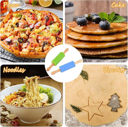 Mini Silicone Rolling Pin for Kids, Non-stick Surface Wood Handle, 9 Inch 10 - Image 5