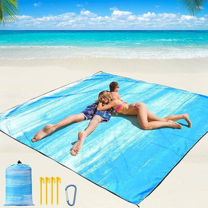 WIWIGO Beach Blanket Waterproof Sandproof Beach Mat 79" X 83"/10'x9'for 2-8 by WIWIGO