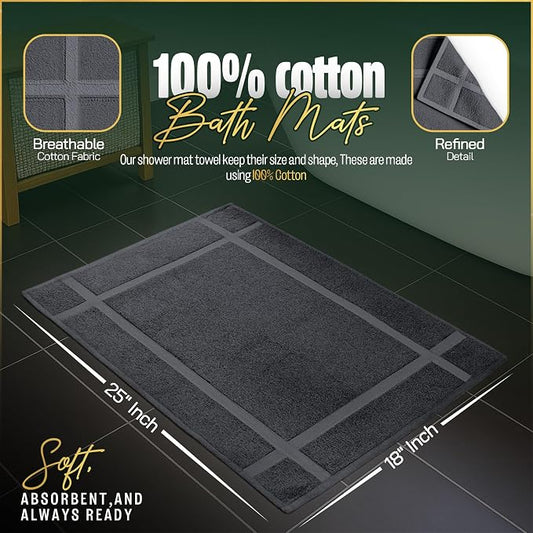 Pearl Linens Pack of 2 Washable Cotton Bath Mat 18x25 - Image 2