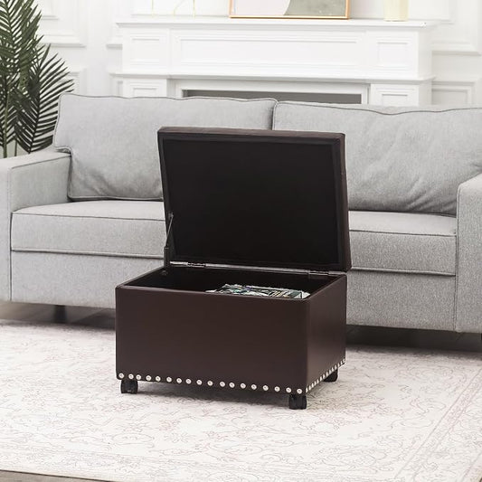 Joveco Leather Storage Ottoman - Image 2