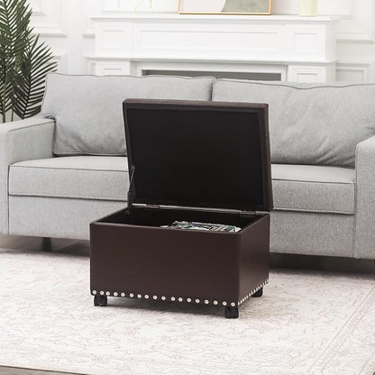 Leather Storage Ottoman Bench - Image 2