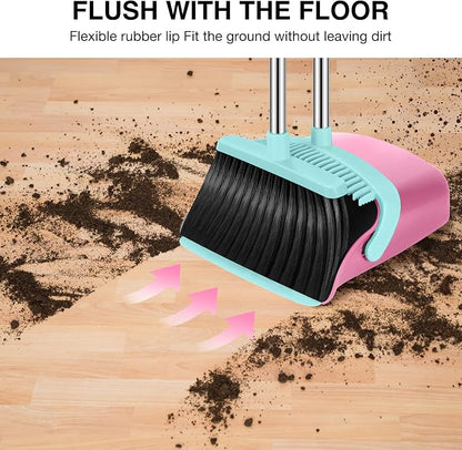 Broom and Dustpan Set, 52-in Long Adjustable Handle Broom Dustpan Combo - Image 5