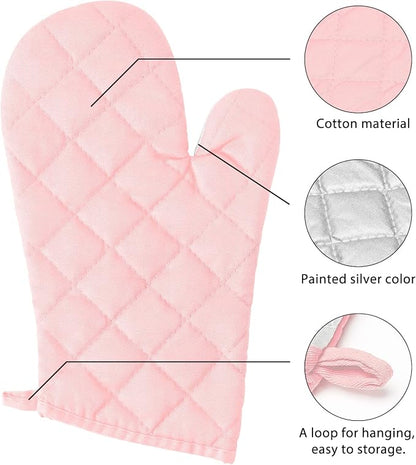 GROBRO7 6Pcs Cotton Oven Mitts and Pot Holders Set Heat Resistant Hot Pads - Image 3