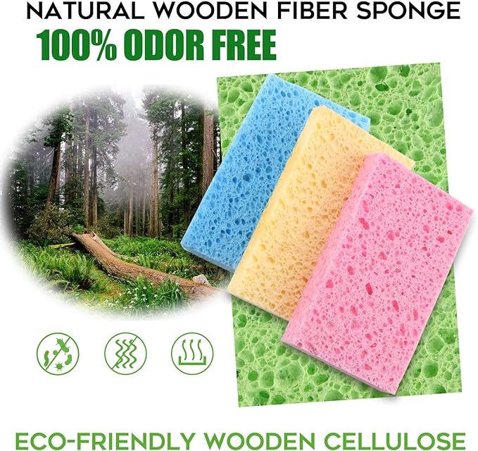 Cleaning Scrub Colored Sponge, Non-Scratch Kitchen Cellulose Dishwashing Sponge - Image 2