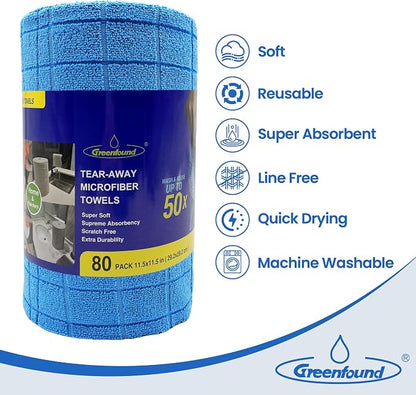 Greenfound Microfiber Cleaning Cloth Roll -80 Pack, Tear Away Towels - Image 3