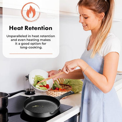 Bruntmor 8, 10 and 12 Inch Pre-Seasoned Frying Pan Set of 3, Oven Safe Skillet - Image 9