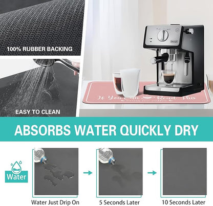 Coffee Bar Mat for Countertops 18inx24in, Absorbent Hide Stain Anti-Slip Cafe - Image 4