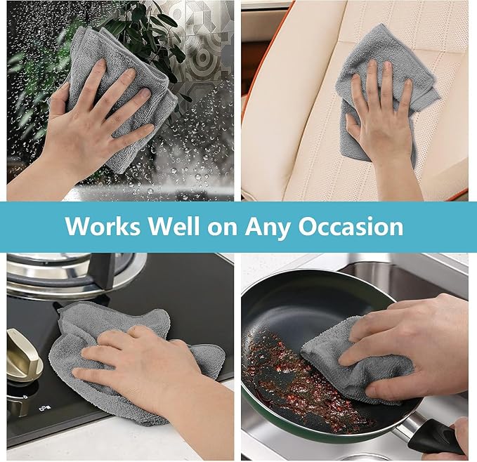 HOMEXCEL Grey Microfiber Cleaning Cloth, 150 Pack Cleaning Rags, Cleaning Towels - Image 5
