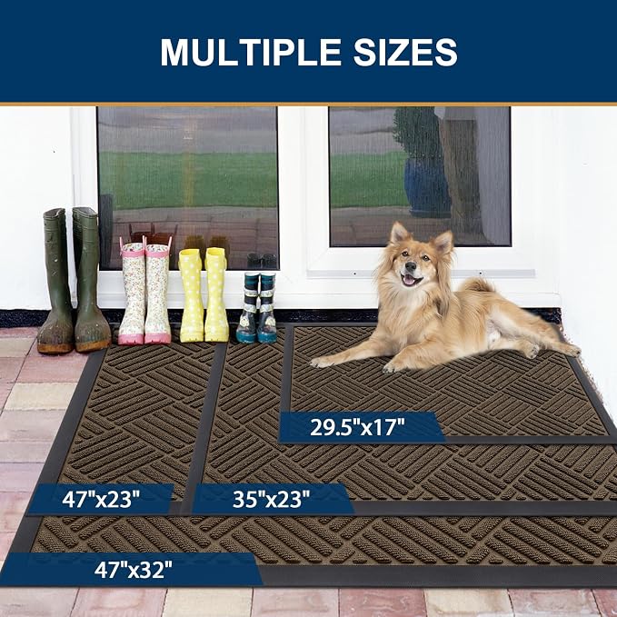 Smiry Front Door Mat Outside Entrance, Heavy Duty Outdoor Indoor Mat, Natural - Image 2