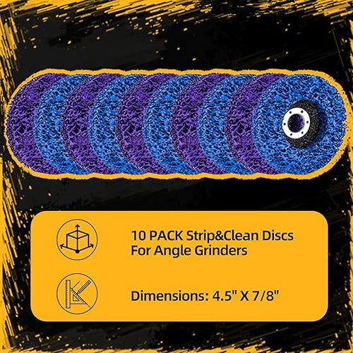 10 Pack Strip Discs Stripping Wheel 4.5 inch for Angle Grinder Clean and Remove Paint Coating Rust Welds Oxidation (4-1/2" x 7/8")