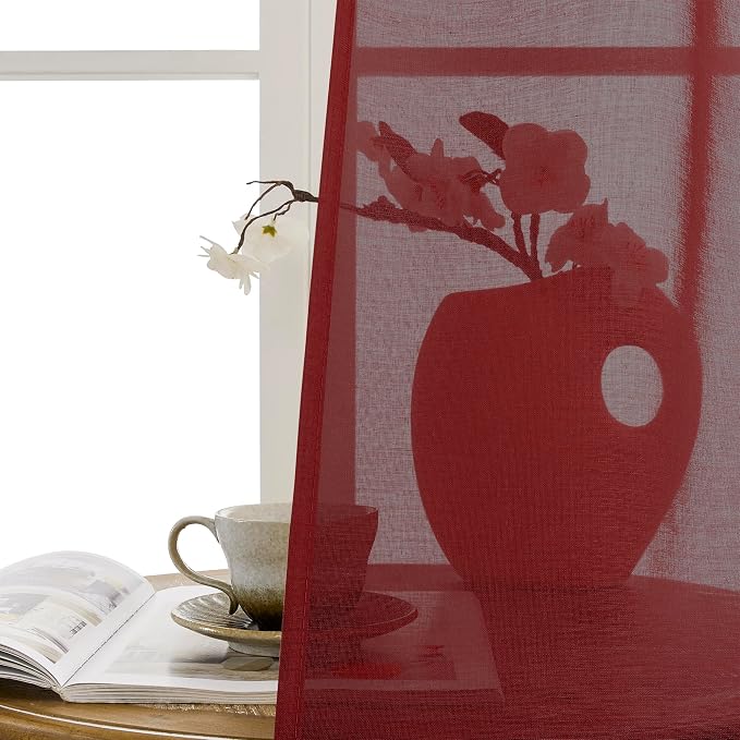 Tollpiz Sheer Door Curtain Closet Linen Textured Curtains Sheer Doorway Light - Image 9