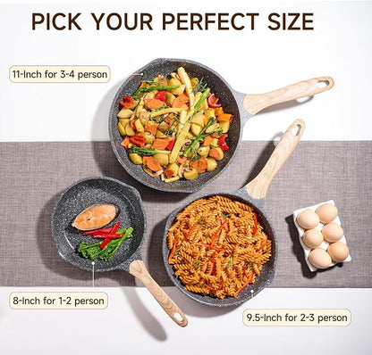 JEETEE Nonstick Frying Pans Set, Skillets Set 2 Pcs, Nonstick Omelette Skillet - Image 3