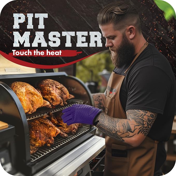 KITCHEN PERFECTION S Silicone Smoker Oven Gloves -Extreme Heat Resistant BBQ - Image 3