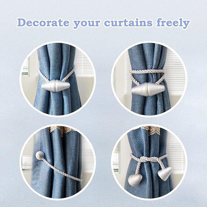 Hion Magnetic Curtain Tiebacks Black 2pcs, Curtain Tiebacks Buckles Holdbacks - Image 4