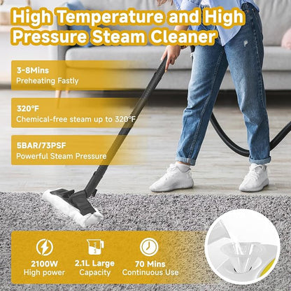 Steam Cleaner, 3 Minutes Fast Heating，for Floors, Grout and Cars - Image 2