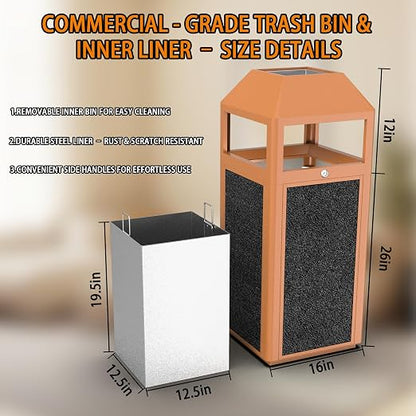 Commercial Metal Outdoor Trash Can - Image 2